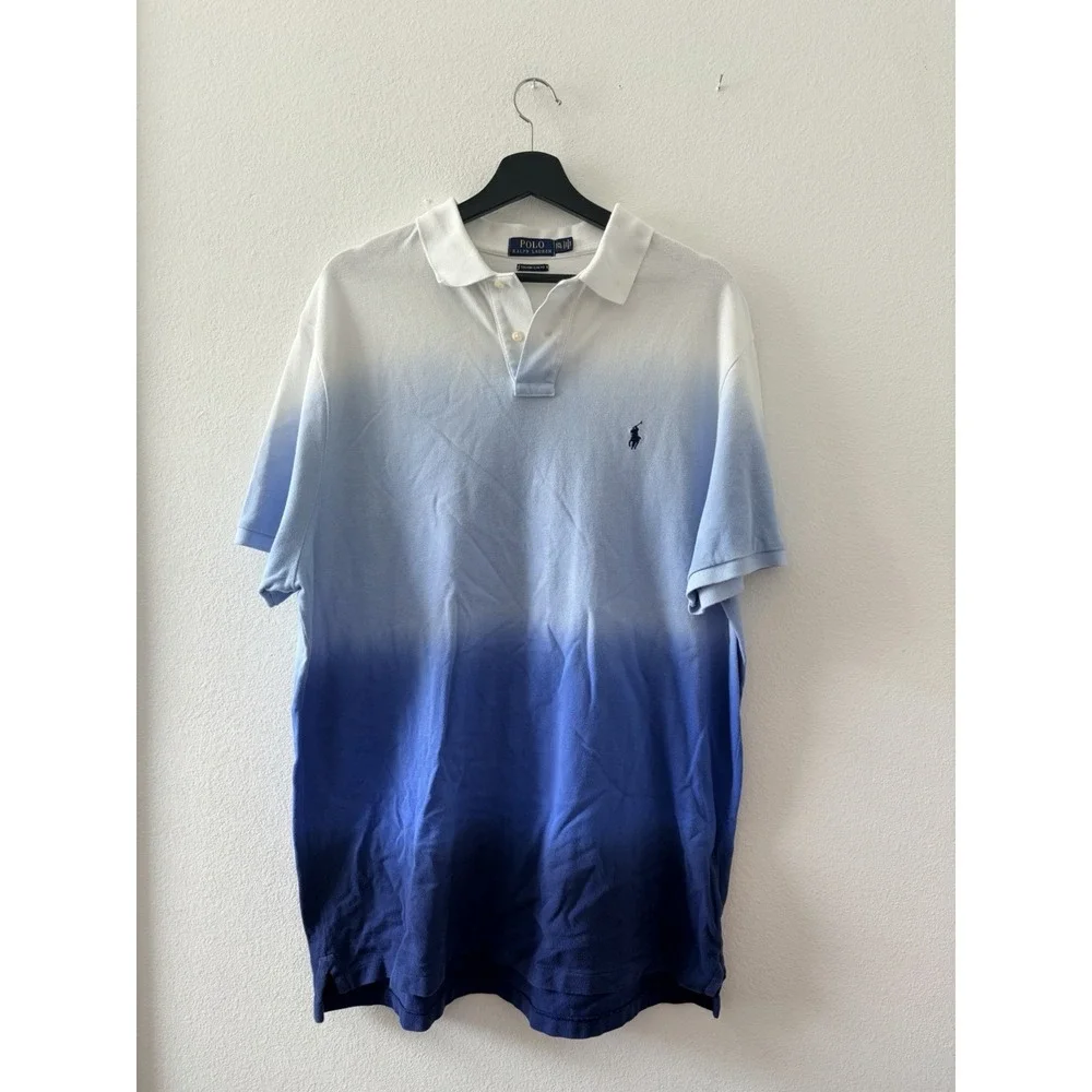 Polo Ralph Lauren Custom Slim Fit Polo Shirt Mens Size XXL Blue Ombre Gradient